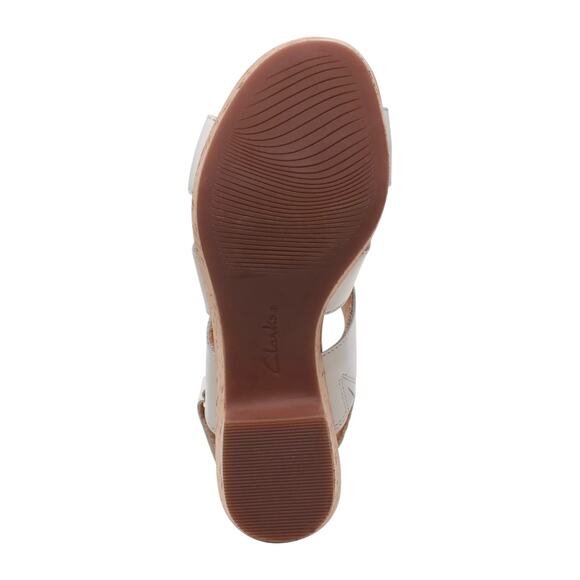 Clarks Women's Giselle Beach Leather Slingback Wedge Sandals White Size 7 1/2 - Picture 6 of 6